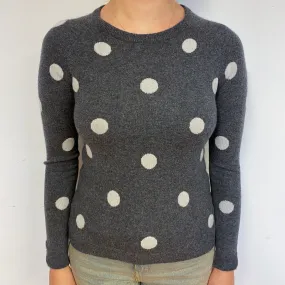 Slate Grey Spotty Cashmere Crew Neck Jumper Small