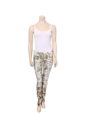 Snakeskin Print Corduroy Pants