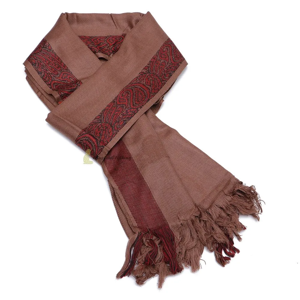 Soft  Caramel Brown Edge with Rust Brown Habaib Sorban Scarf Turban with Design
