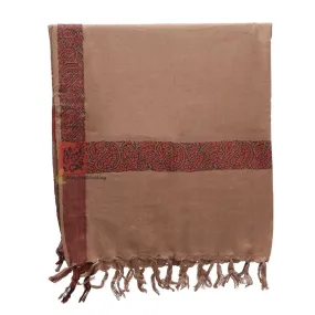 Soft  Caramel Brown Edge with Rust Brown Habaib Sorban Scarf Turban with Design