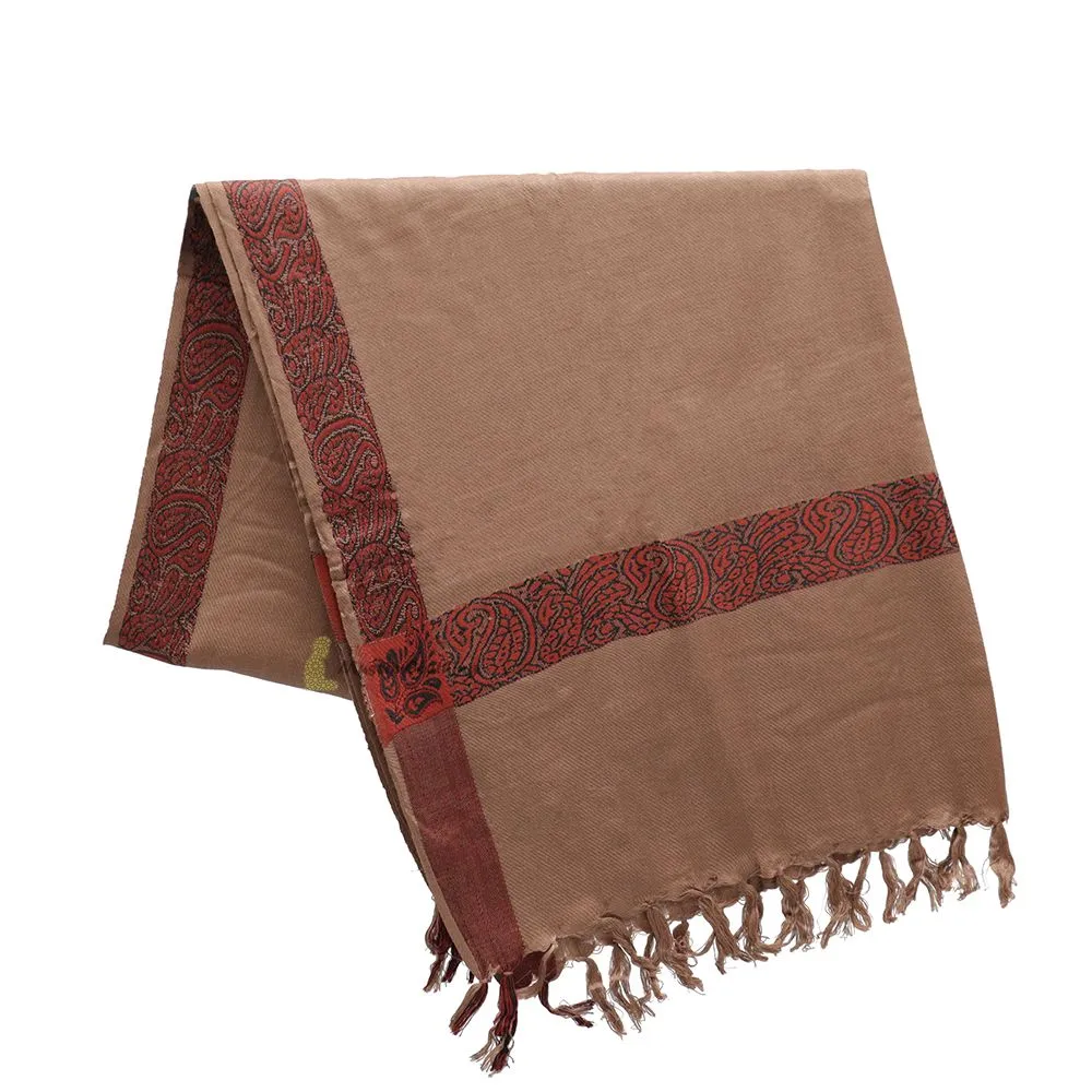 Soft  Caramel Brown Edge with Rust Brown Habaib Sorban Scarf Turban with Design