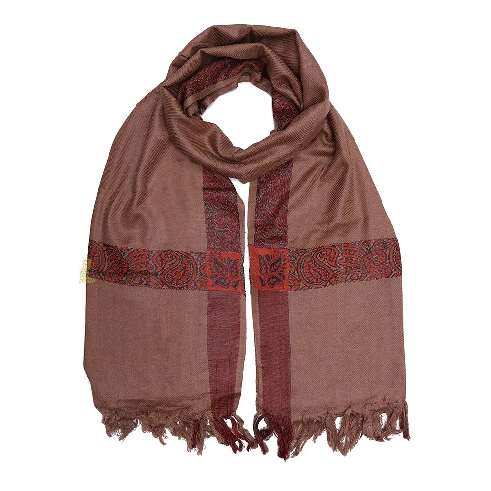 Soft  Caramel Brown Edge with Rust Brown Habaib Sorban Scarf Turban with Design