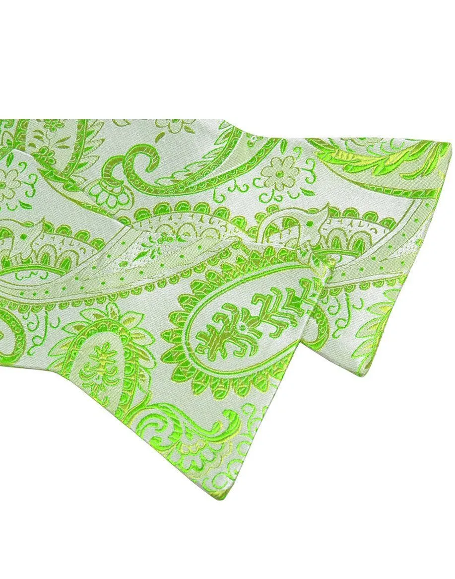Summer Green Paisley Silk Bow Tie