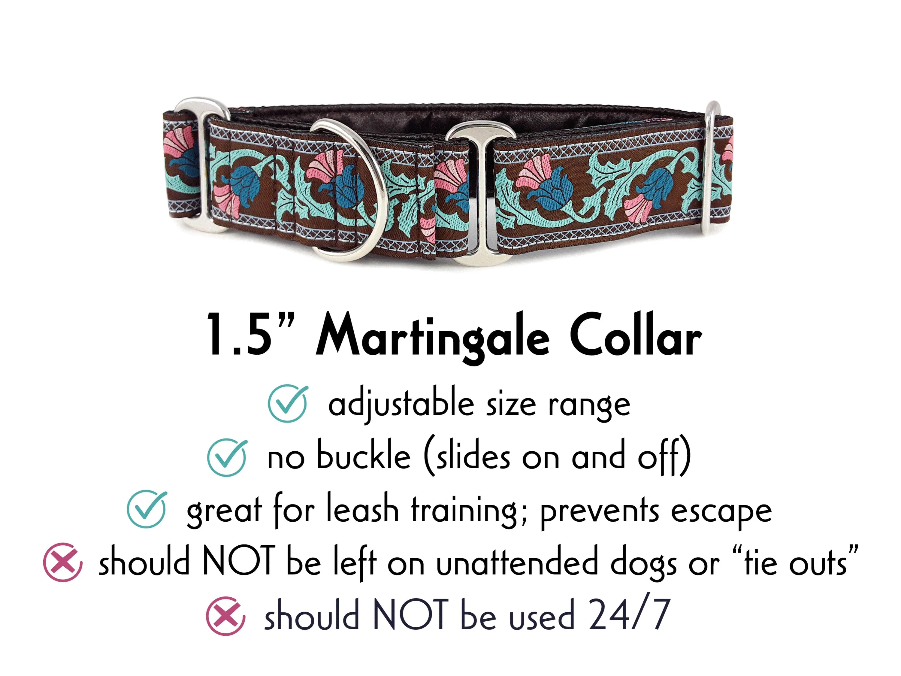 Thistle Jacquard in Chocolate - Martingale Dog Collar or Buckle Dog Collar - 1.5" Width