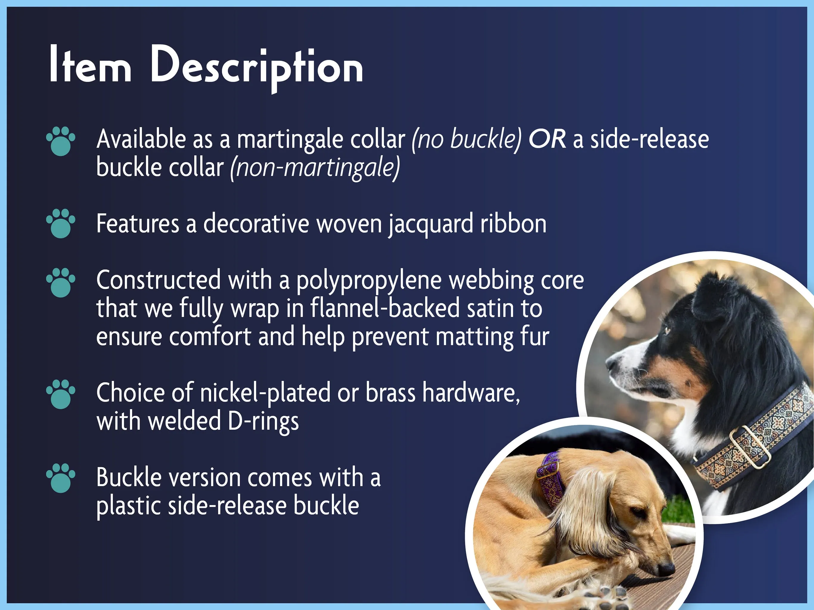 Thistle Jacquard in Chocolate - Martingale Dog Collar or Buckle Dog Collar - 1.5" Width