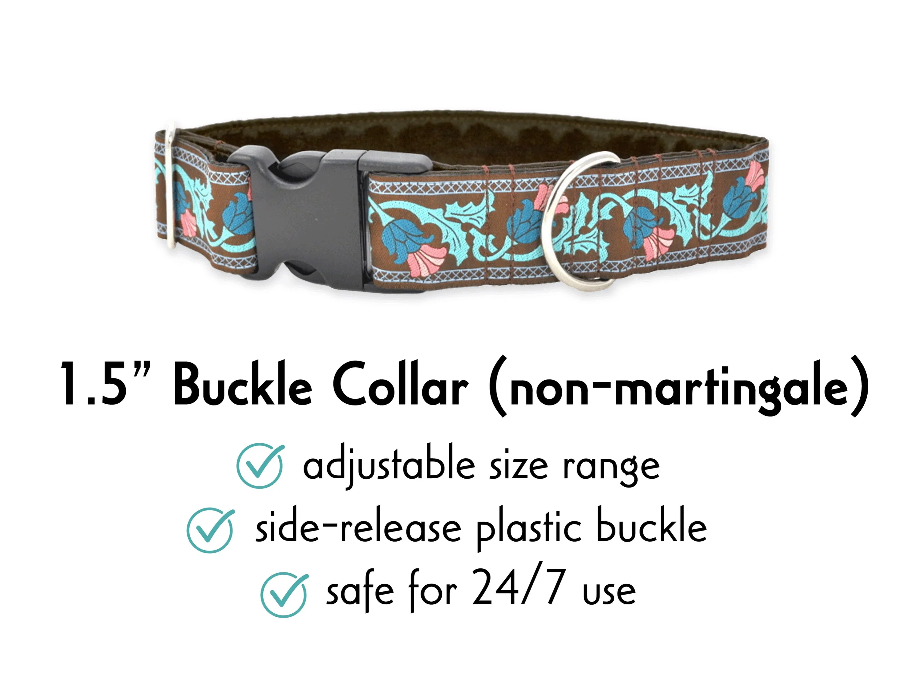 Thistle Jacquard in Chocolate - Martingale Dog Collar or Buckle Dog Collar - 1.5" Width