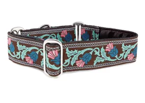 Thistle Jacquard in Chocolate - Martingale Dog Collar or Buckle Dog Collar - 1.5" Width