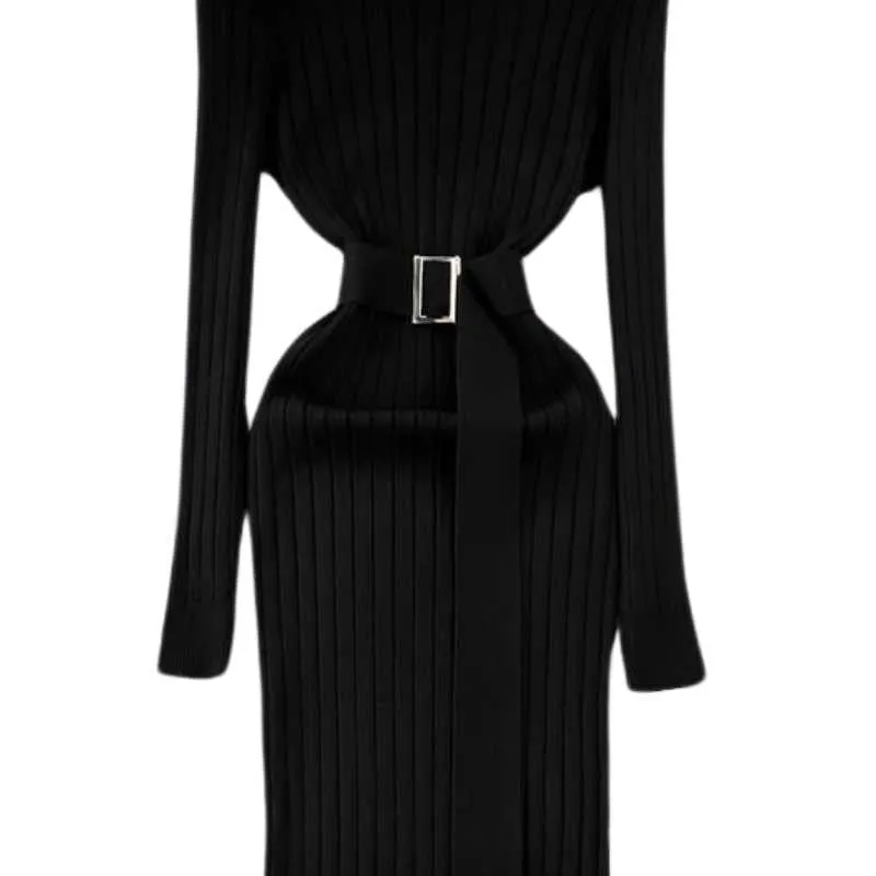 Turtleneck Black Sweater Dress