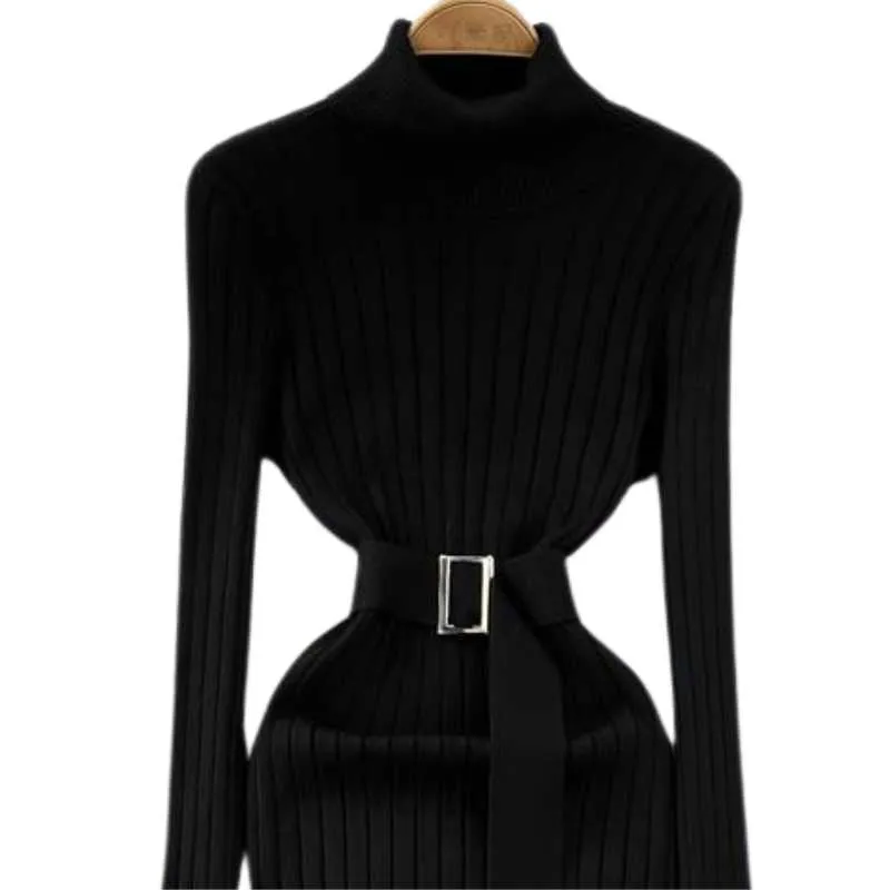 Turtleneck Black Sweater Dress