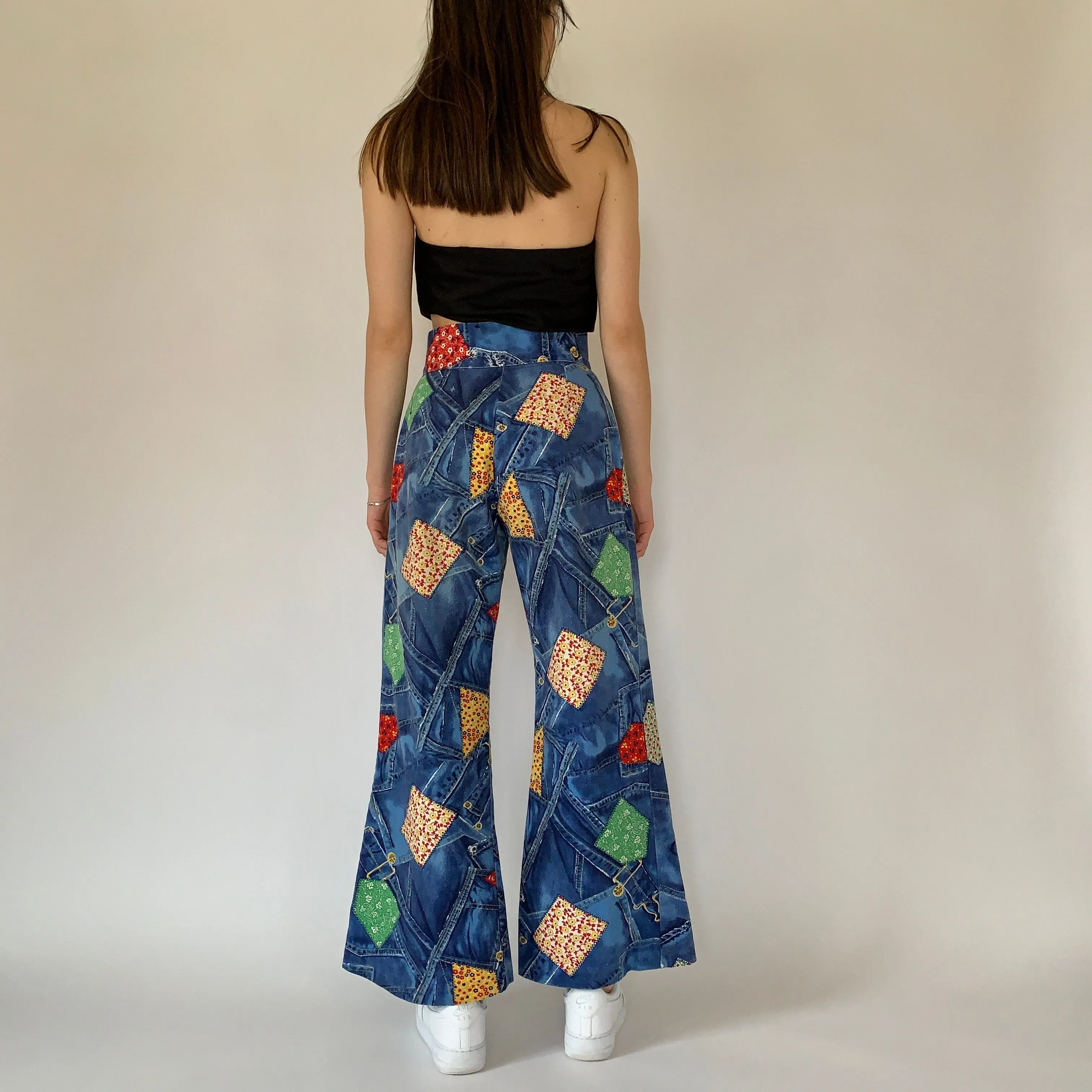 Vintage 1970s Denim Print Jeans