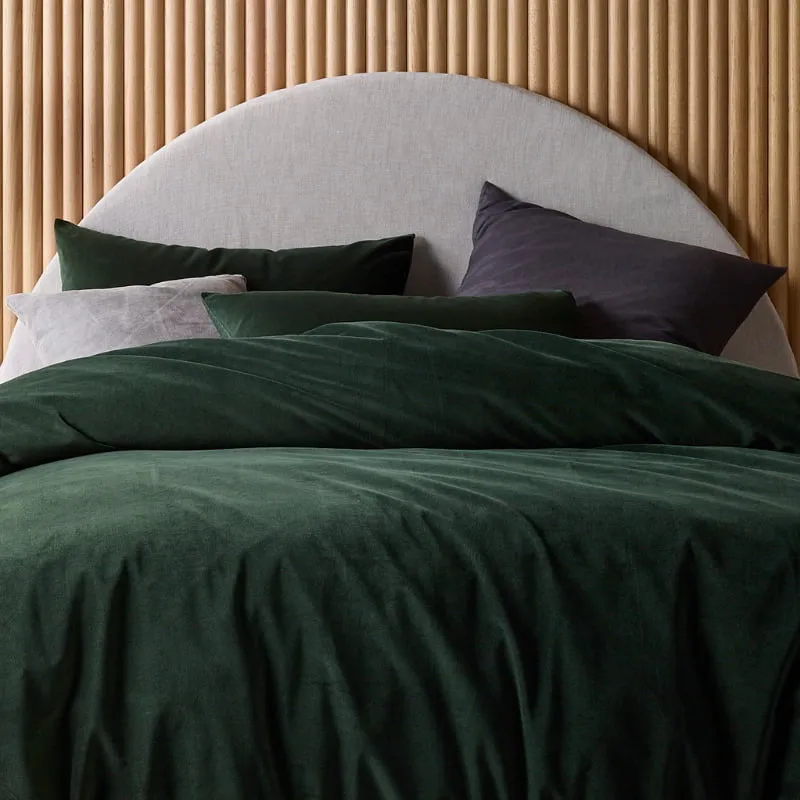 Vintage Design Cotton Velvet Forest Green Quilt Cover Set
