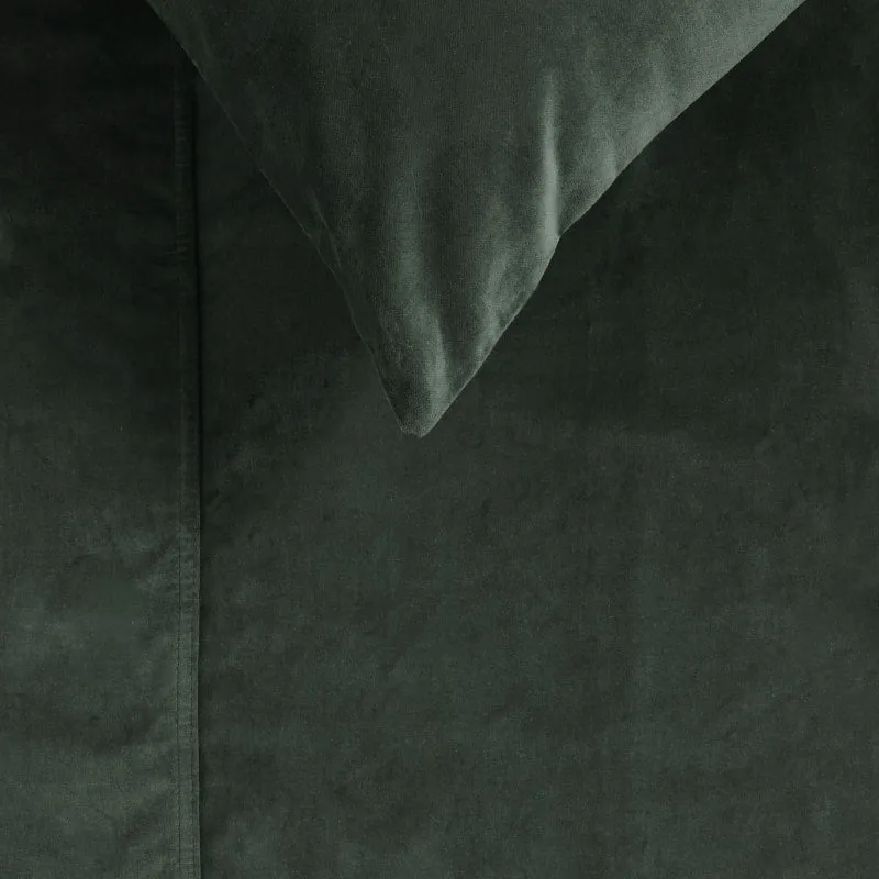 Vintage Design Cotton Velvet Forest Green Quilt Cover Set