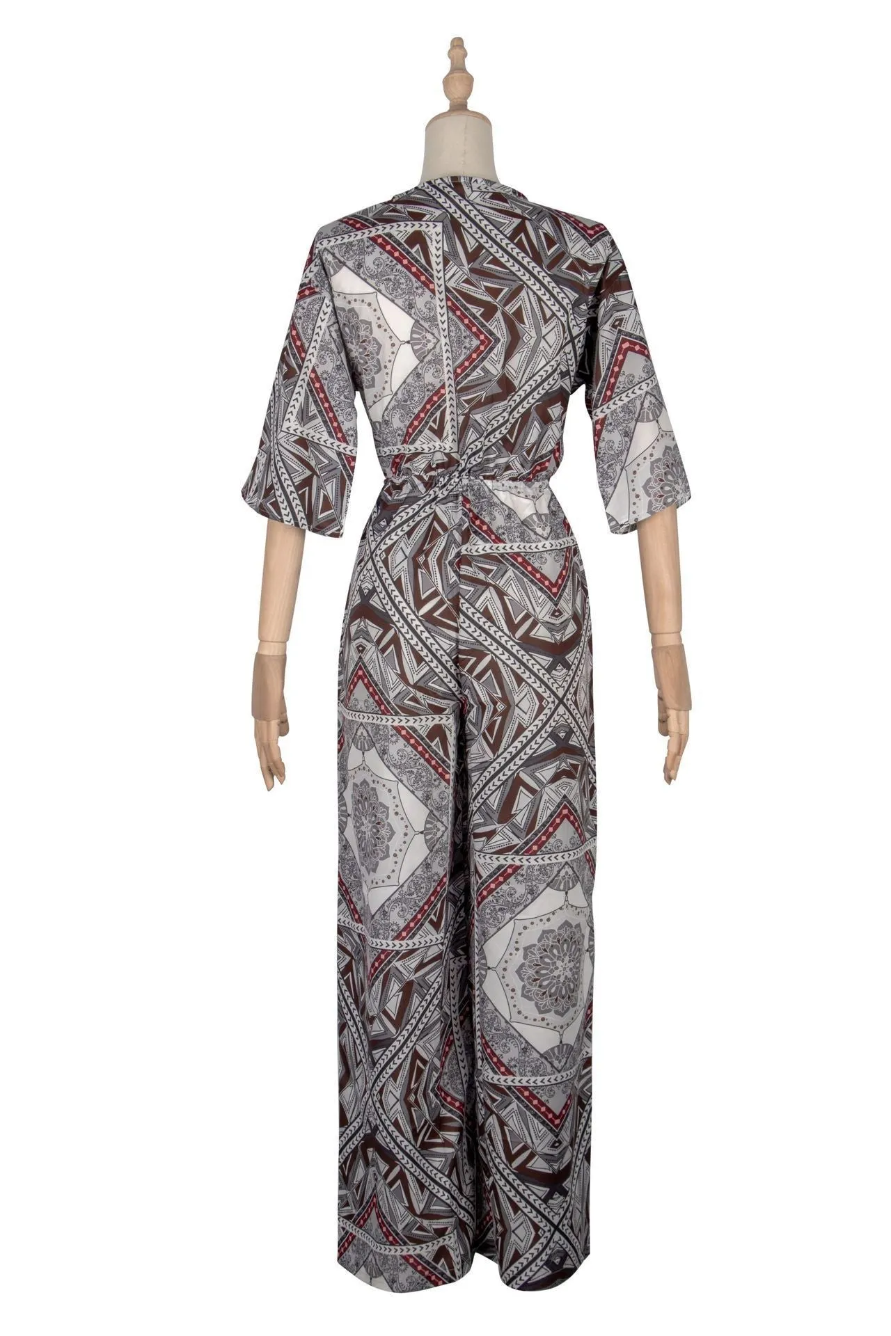 Vintage Summer Crushed Floral BowSc Jumpsuit