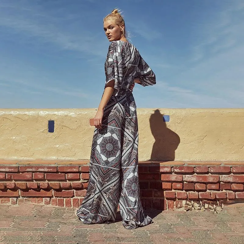 Vintage Summer Crushed Floral BowSc Jumpsuit