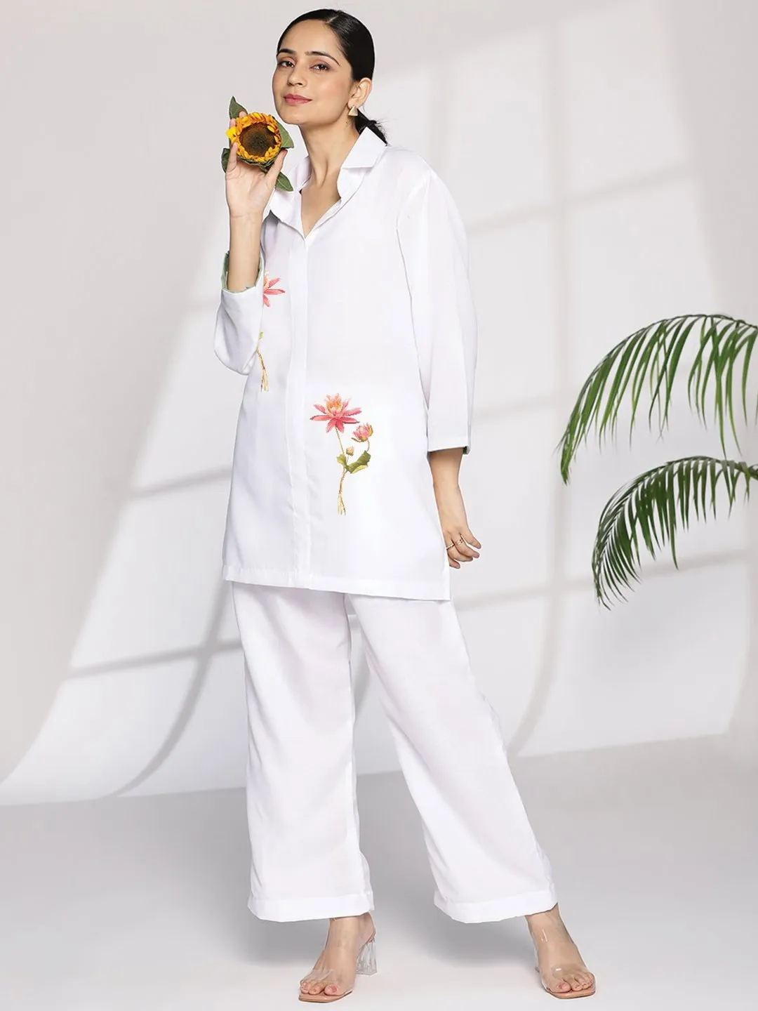White CottonSlub ShirtTop - Tula