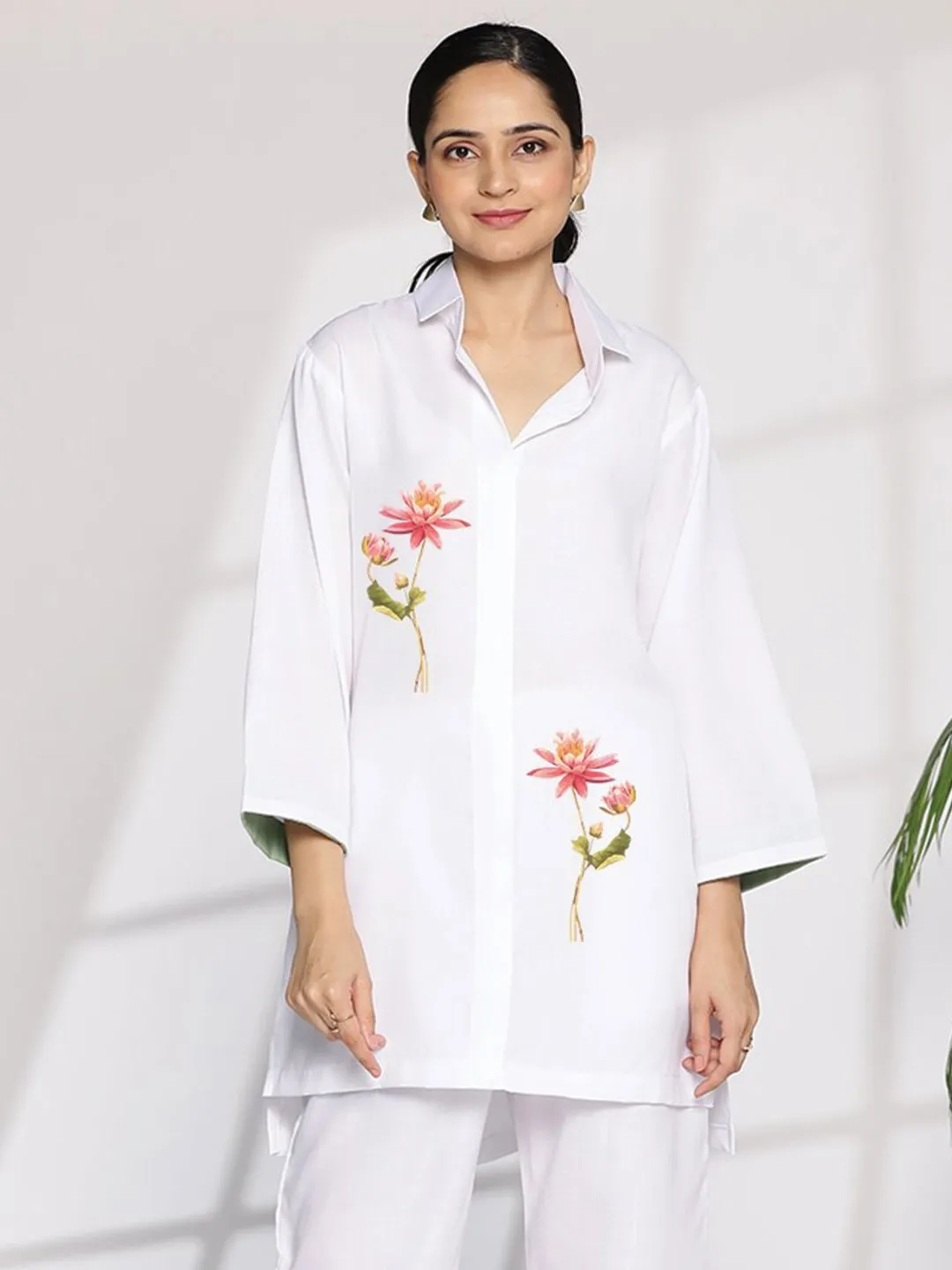 White CottonSlub ShirtTop - Tula
