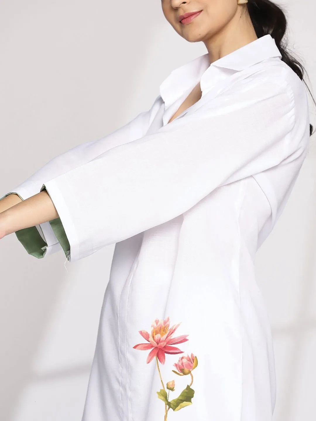 White CottonSlub ShirtTop - Tula