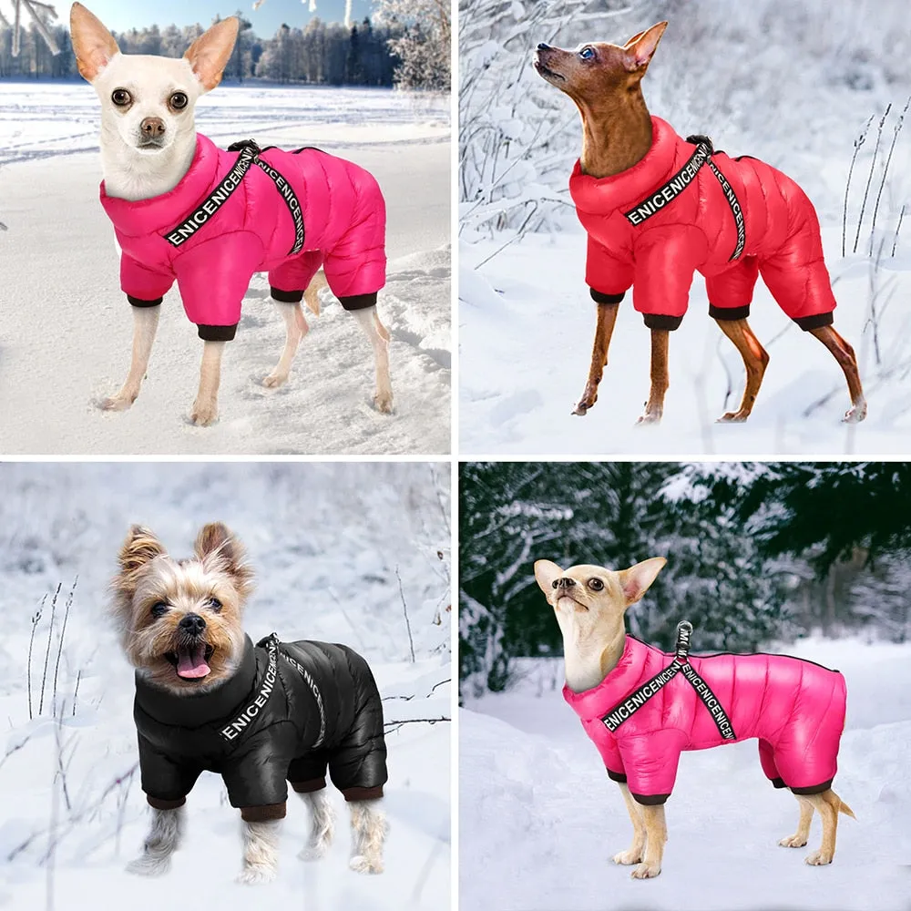 Winter Dog Clothes Super Warm Pet Dog Jacket Coat With Harness