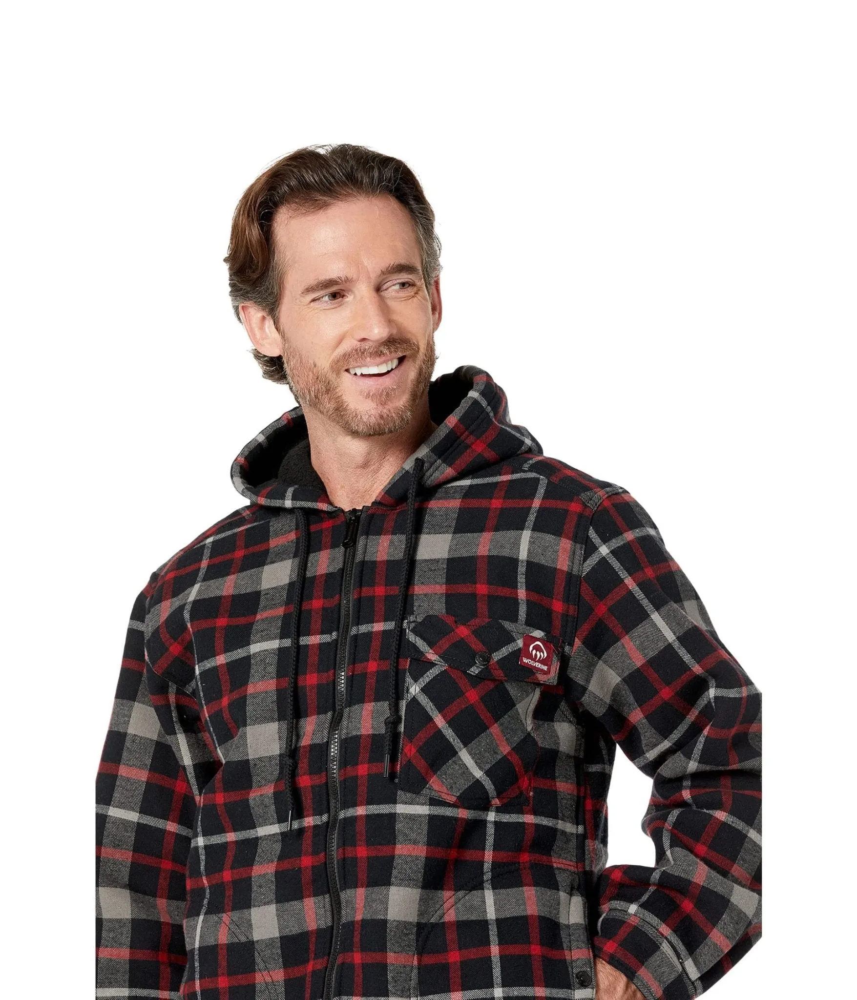 Wolverine Men's Bucksaw Sherpa Red Plaid Shirt Jacket