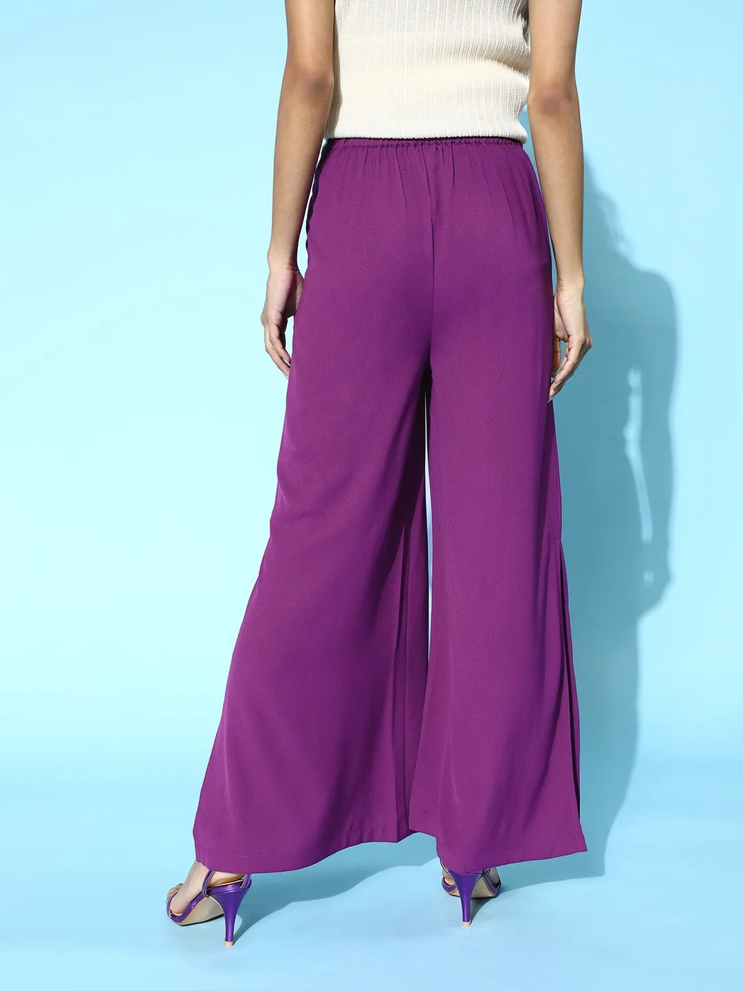 Women Purple Side Slit Peekaboo Comfort