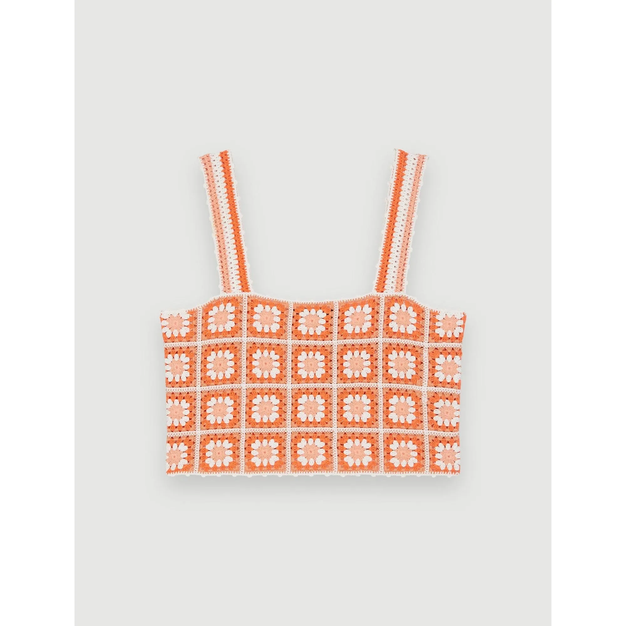Women Top With Crochet Straps - Orange