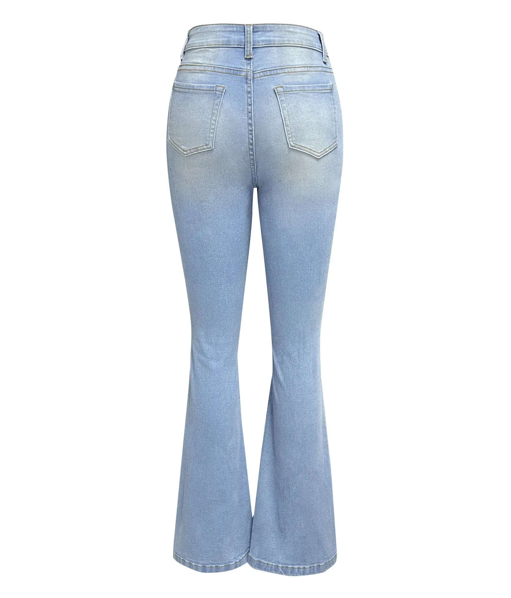 Women's High Waist Flare Jeans with Holes Y2K Denim Trousers