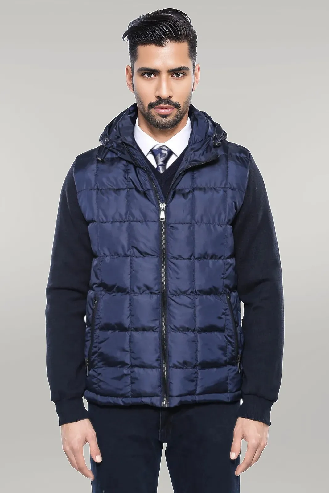 WSS Hooded Navy Blue Coat Jacket  - Singen