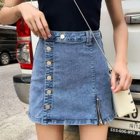 Zipper Button A-Line Sexy Skirt Jeans