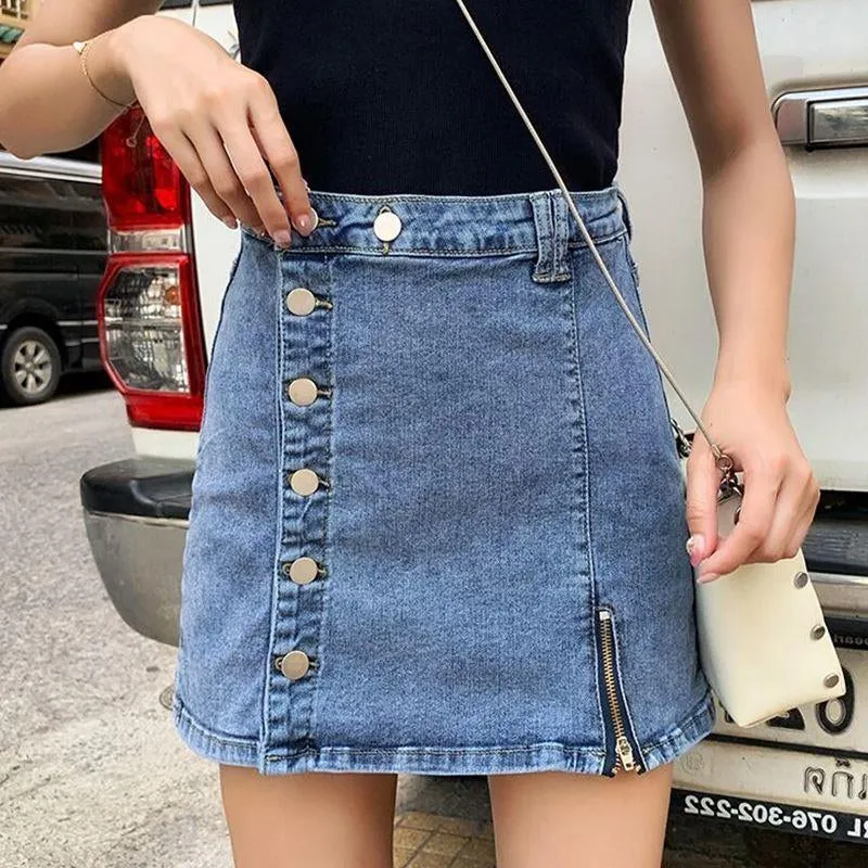 Zipper Button A-Line Sexy Skirt Jeans